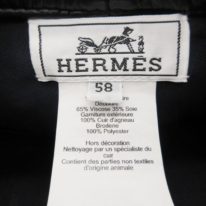 Hermes Beret Cashmere Santo Honore Charm Hat Black Keychain