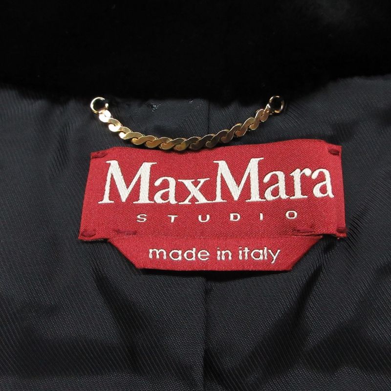Max Mara Studio Coat Lapin Rabbit Fur Short Black