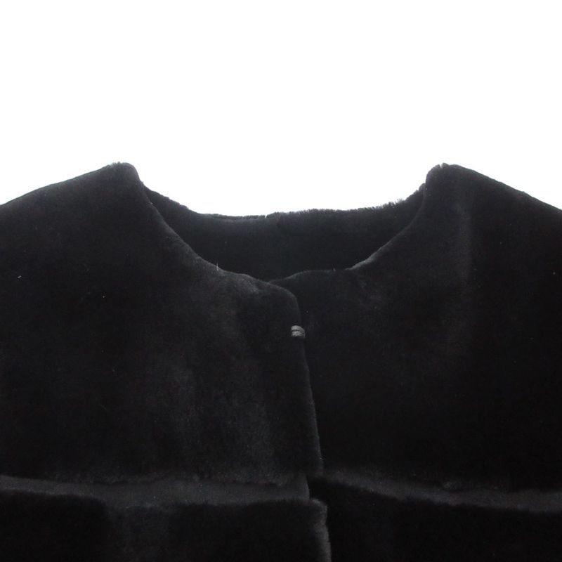 Max Mara Studio Coat Lapin Rabbit Fur Short Black