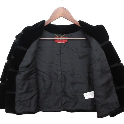 Max Mara Studio Coat Lapin Rabbit Fur Short Black