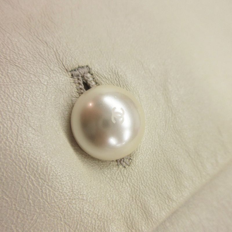 Chanel Jacket Pearl Button Lamb Leather Cropped Ivory