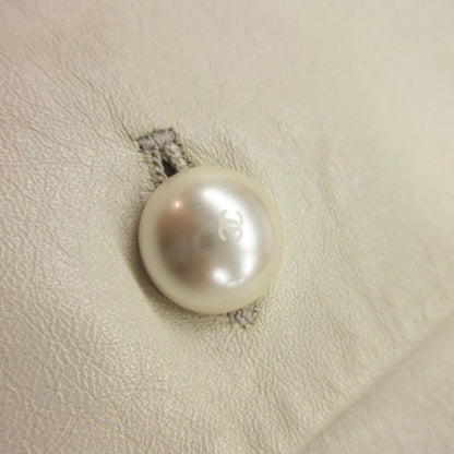 Chanel Jacket Pearl Button Lamb Leather Cropped Ivory