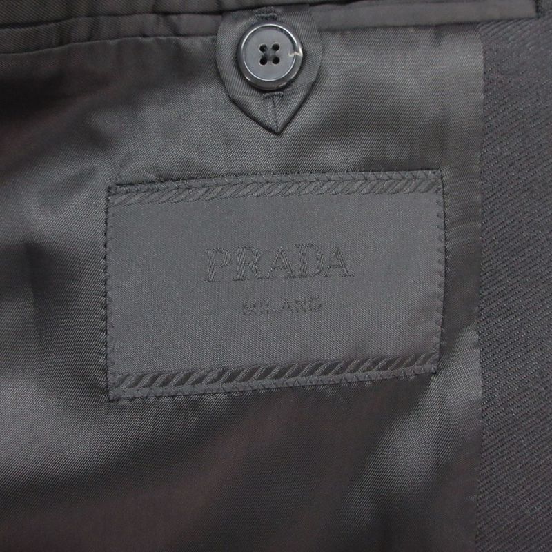 Prada Tailored Jacket Triangle Logo Mohair Wool Black