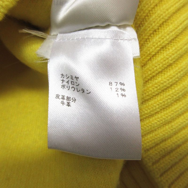 Louis Vuitton Knit Cashmere Logo Patch Sweater Pullover Top Long Sleeve Yellow