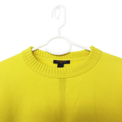 Louis Vuitton Knit Cashmere Logo Patch Sweater Pullover Top Long Sleeve Yellow