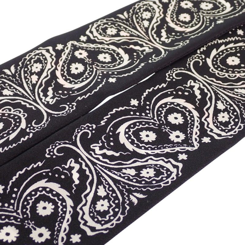 Dior Mitzska Fam le Collection Paisley Heart Silk Black Scarf