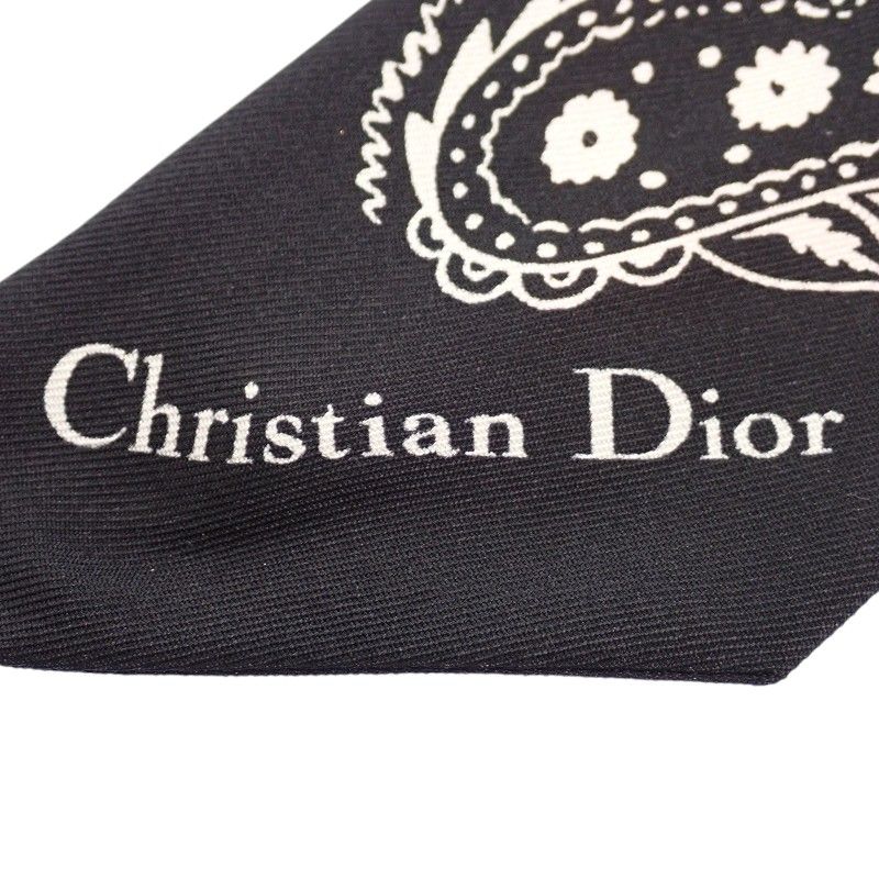 Dior Mitzska Fam le Collection Paisley Heart Silk Black Scarf