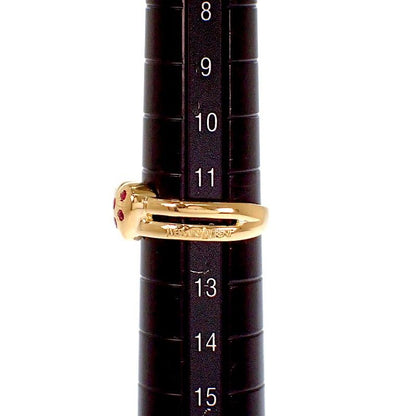 Saint Laurent Yves Heart Ring 18k Yellow Gold Ruby
