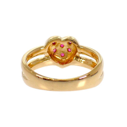 Saint Laurent Yves Heart Ring 18k Yellow Gold Ruby