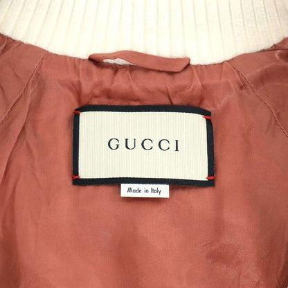 Gucci Fication Flower Silk Bomber Jacket Ivory Black 38
