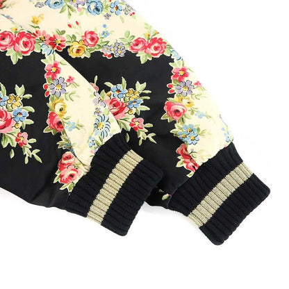 Gucci Fication Flower Silk Bomber Jacket Ivory Black 38