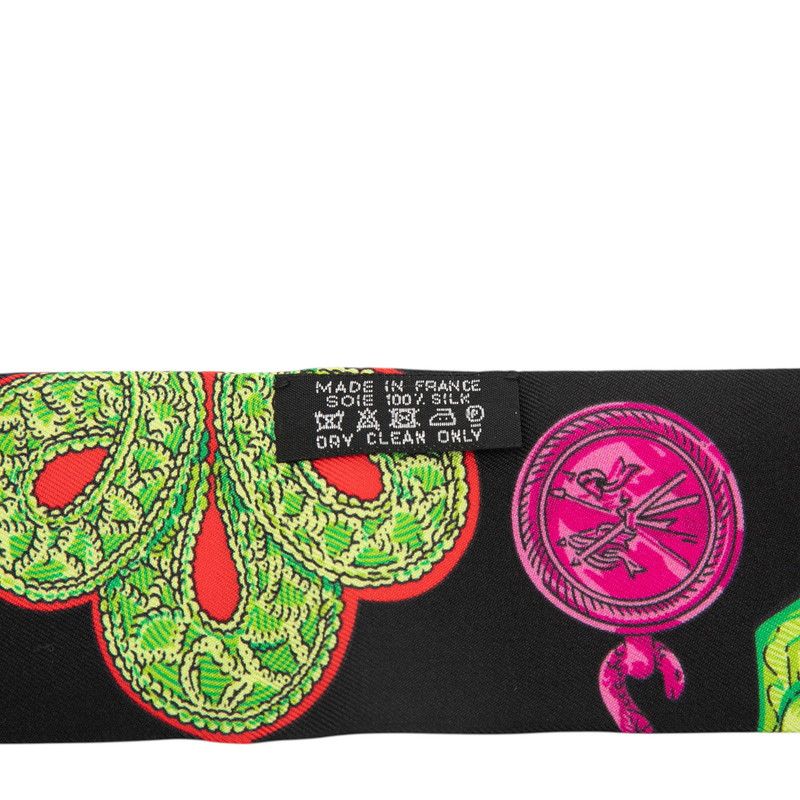 Hermes Twilly Epaulettes Epaulette Scarf Black Multicolor Silk