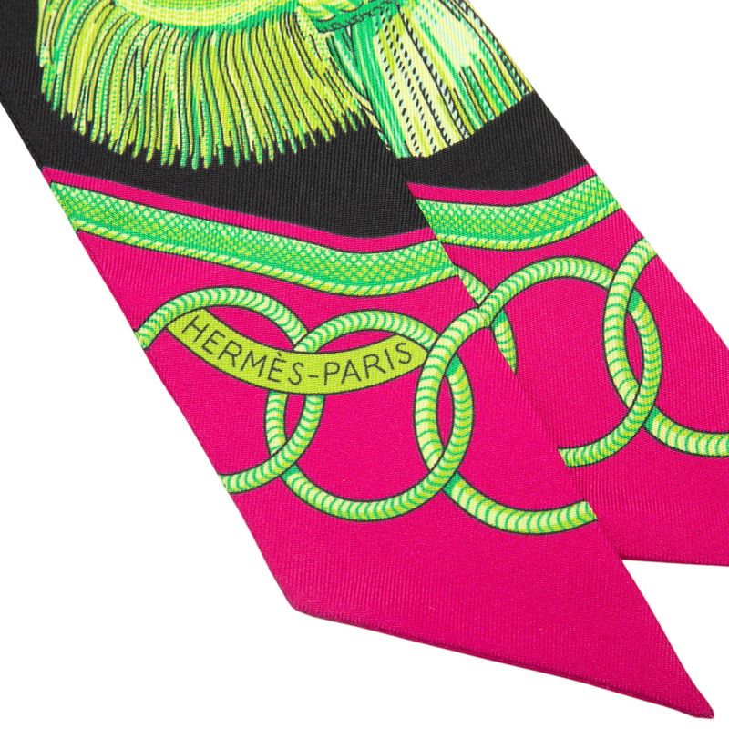 Hermes Twilly Epaulettes Epaulette Scarf Black Multicolor Silk