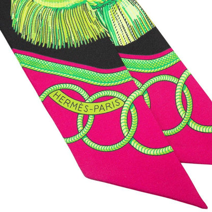 Hermes Twilly Epaulettes Epaulette Scarf Black Multicolor Silk