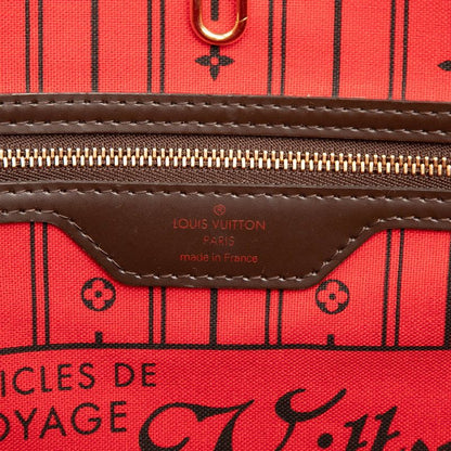 Louis Vuitton Damier Neverfull GM Tote Brown Leather