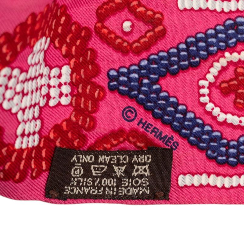 Hermes Twilly Kelly en Perles Lou Scarf Pink Silk