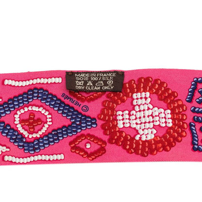 Hermes Twilly Kelly en Perles Lou Scarf Pink Silk