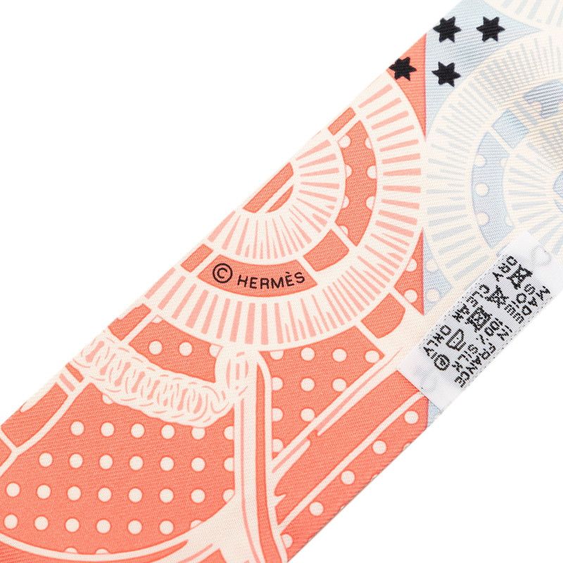 Hermes Twill Eperon D'or Cut Apron Cut Scarf Pink Blue Silk