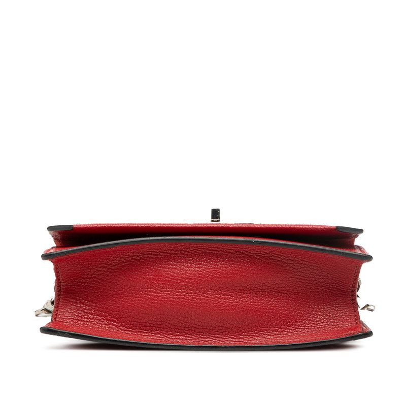 Miu Miu Miu Logo Chain Shoulder Bag Red Madras Leather