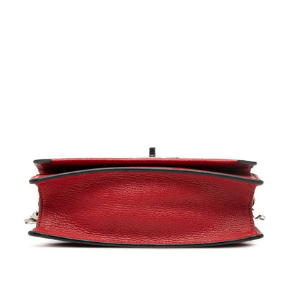 Miu Miu Miu Logo Chain Shoulder Bag Red Madras Leather