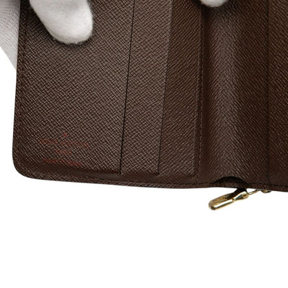 Louis Vuitton Damier Compact Zip Bifold Wallet Ebene Brown Leather