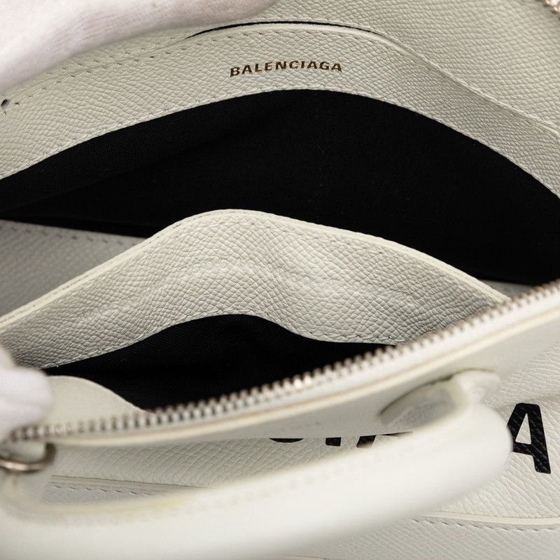Balenciaga Ville Top Handle Xxs 2-Way Shoulder Bag White Leather