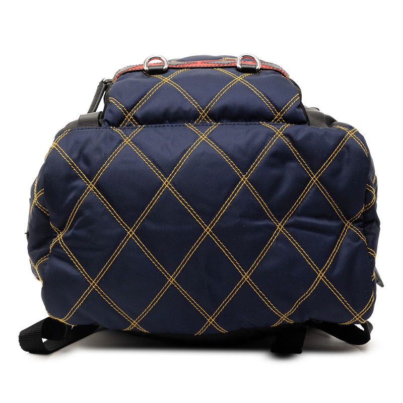 Prada Patchwork Quilted Backpack Black Multicolor Nylon Saffiano Leather