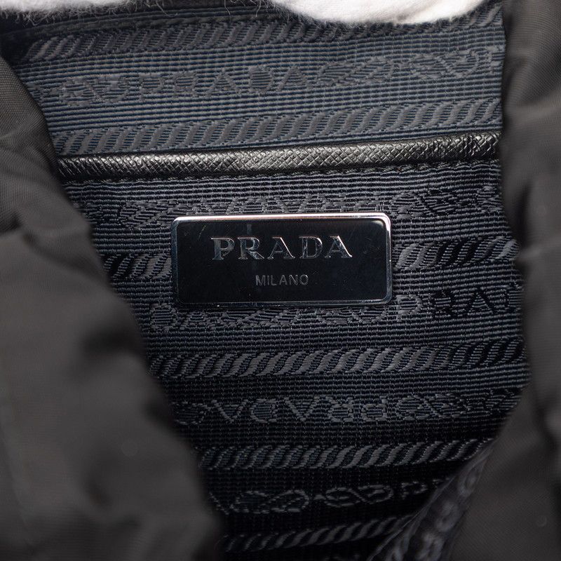 Prada Patchwork Quilted Backpack Black Multicolor Nylon Saffiano Leather