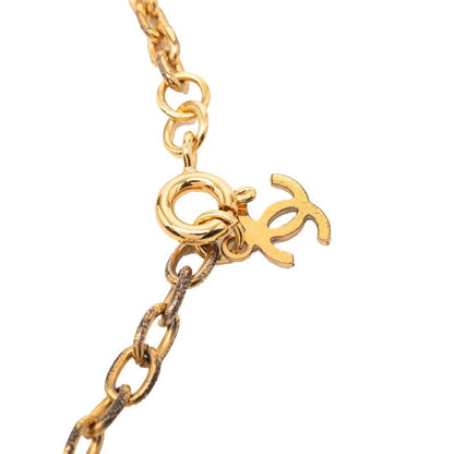 Chanel CC Logo Pendant Necklace Pink Gold Plated Plastic Faux Pearl