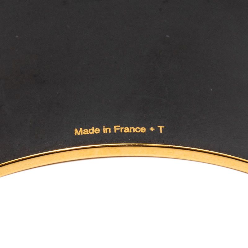 Hermes Enamel TGM Cloisonne Belt Motif Bangle Gold White Plated Bracelet