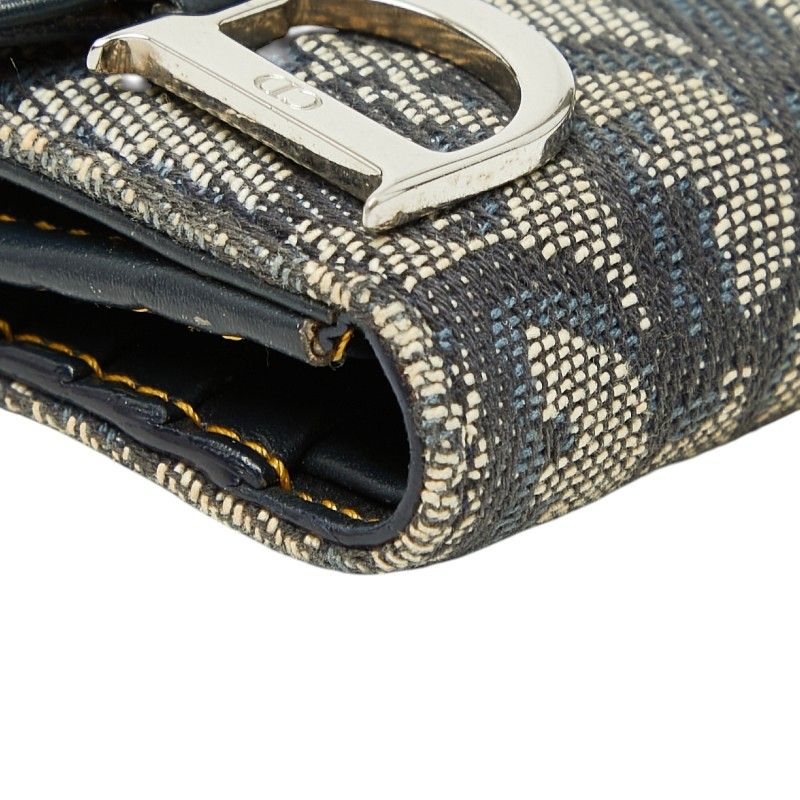 Dior Trotter Oblique Saddle Bifold Wallet Navy Canvas