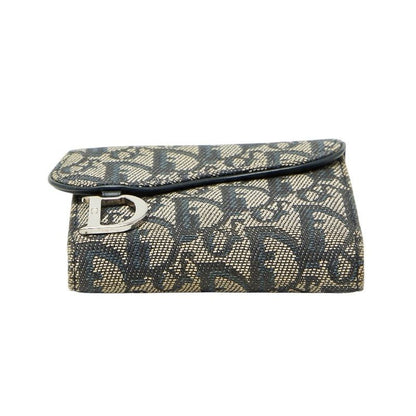 Dior Trotter Oblique Saddle Bifold Wallet Navy Canvas