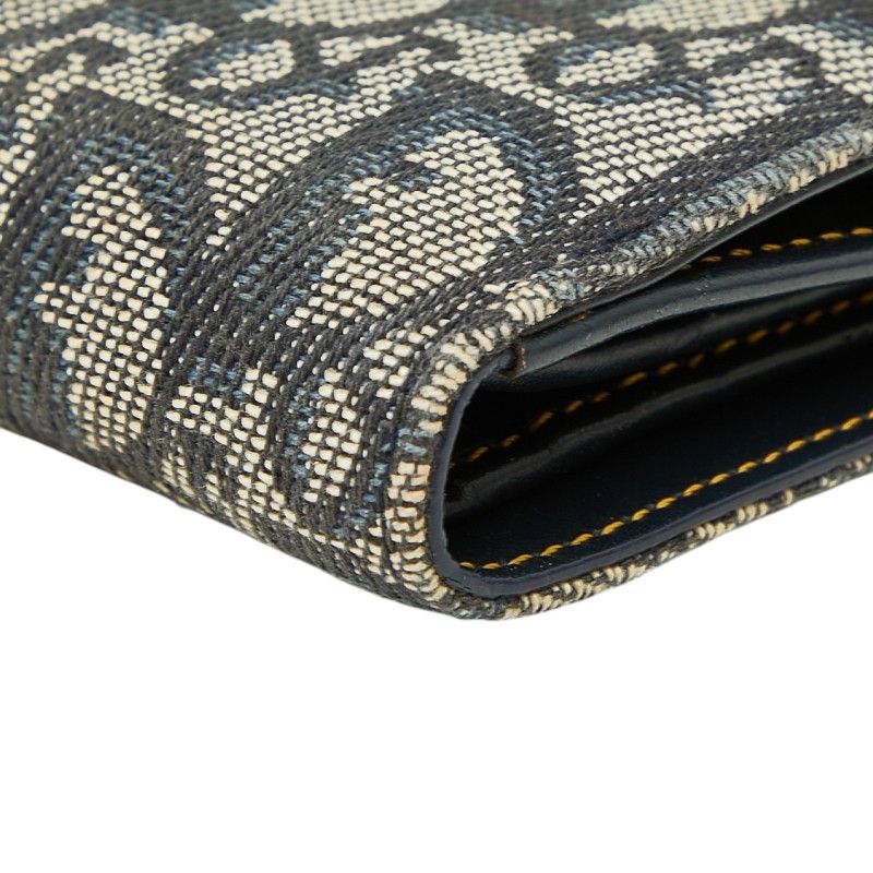 Dior Trotter Oblique Saddle Bifold Wallet Navy Canvas
