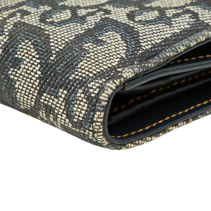 Dior Trotter Oblique Saddle Bifold Wallet Navy Canvas