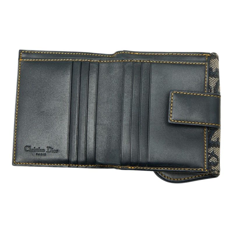 Dior Trotter Oblique Saddle Bifold Wallet Navy Canvas