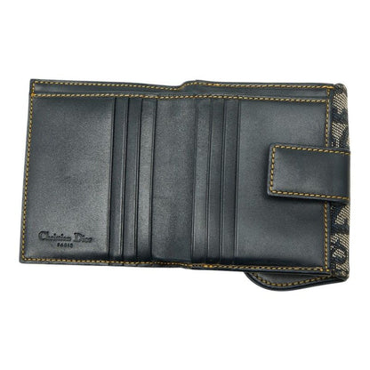 Dior Trotter Oblique Saddle Bifold Wallet Navy Canvas