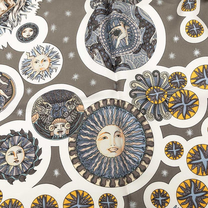 Hermes Carre 90 le Roy Soleil Sun King Scarf Gray Multicolor Silk