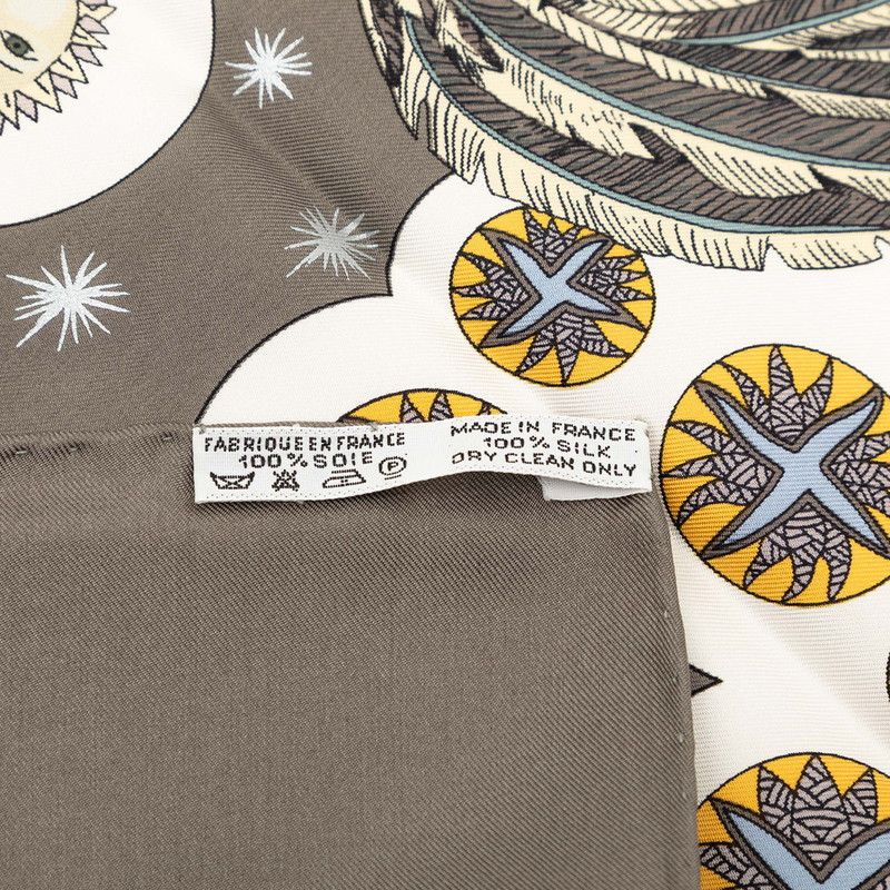 Hermes Carre 90 le Roy Soleil Sun King Scarf Gray Multicolor Silk