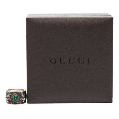 Gucci Taiga Head Garden Ring Silver Green Macalite