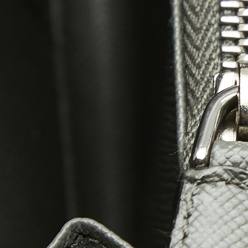 Prada Logo Zip Around Wallet Gray Saffiano Leather