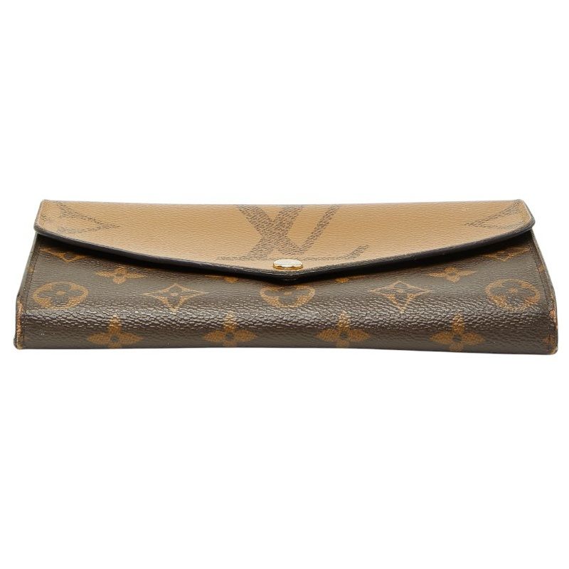 Louis Vuitton Monogram Giant Reverse Portefeuille Sarah Wallet Brown Leather