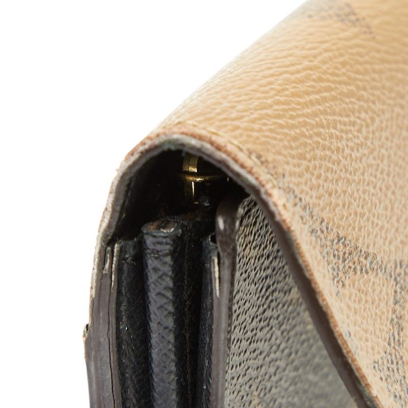 Louis Vuitton Monogram Giant Reverse Portefeuille Sarah Wallet Brown Leather
