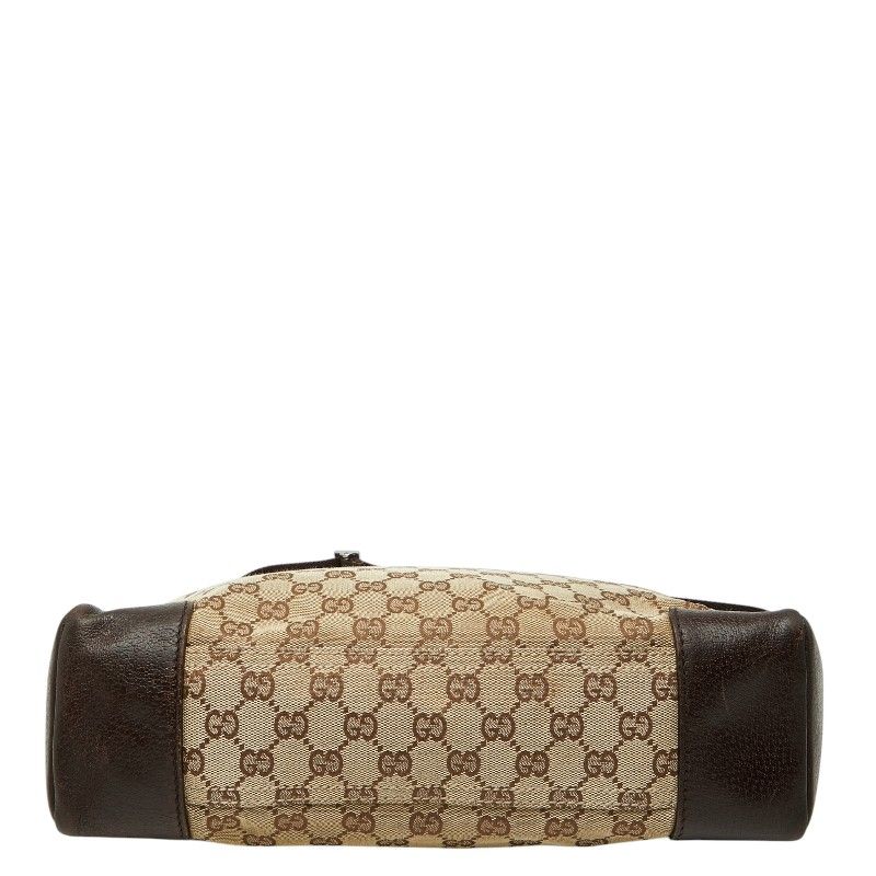 Gucci GG Canvas Crossbody Shoulder Bag Beige Brown Leather