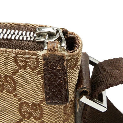 Gucci GG Canvas Crossbody Shoulder Bag Beige Brown Leather