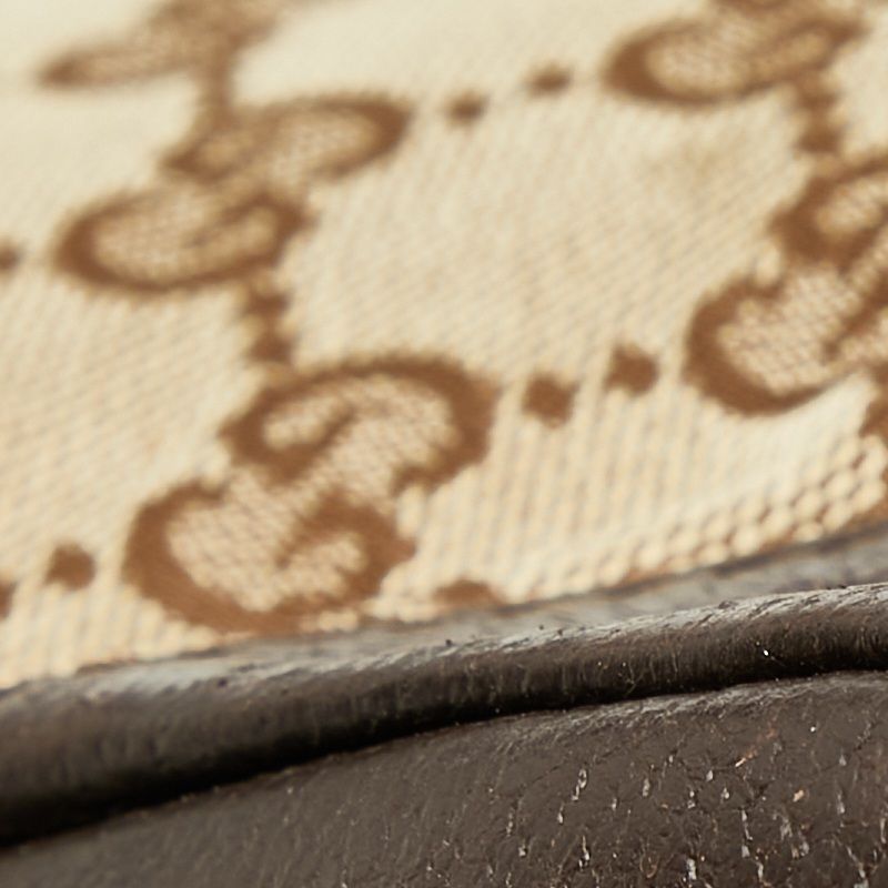 Gucci GG Canvas Crossbody Shoulder Bag Beige Brown Leather