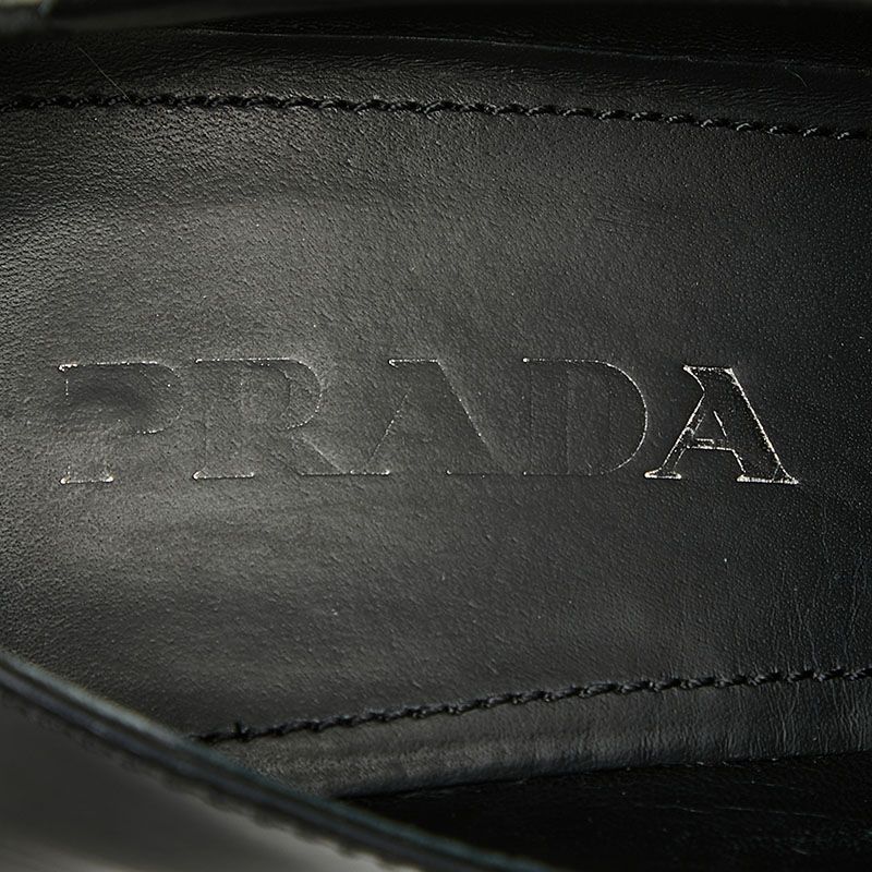 Prada High Heels Loafers 38.5 Black Leather
