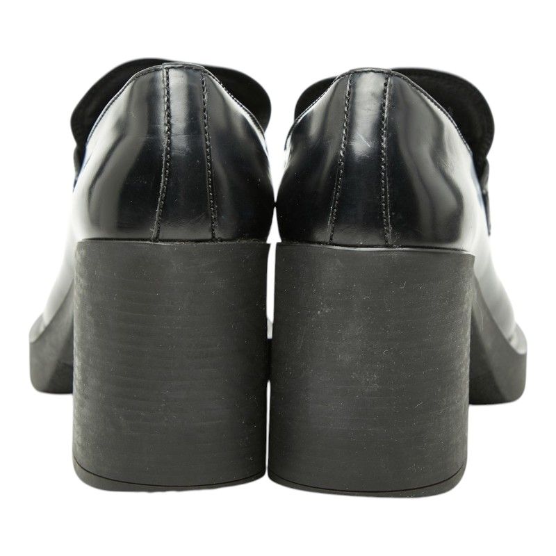 Prada High Heels Loafers 38.5 Black Leather