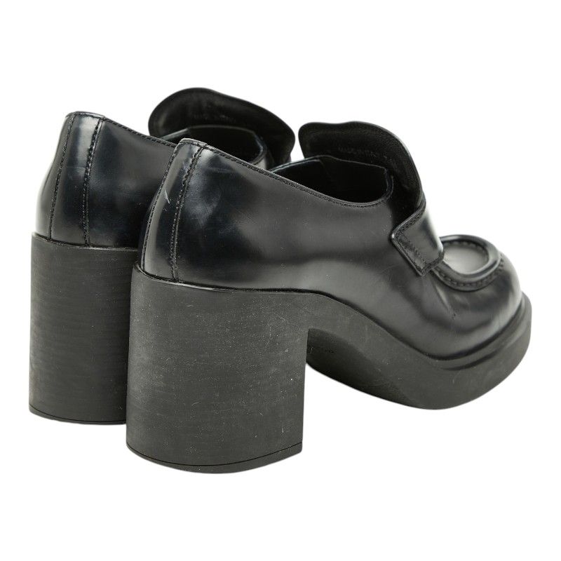 Prada High Heels Loafers 38.5 Black Leather