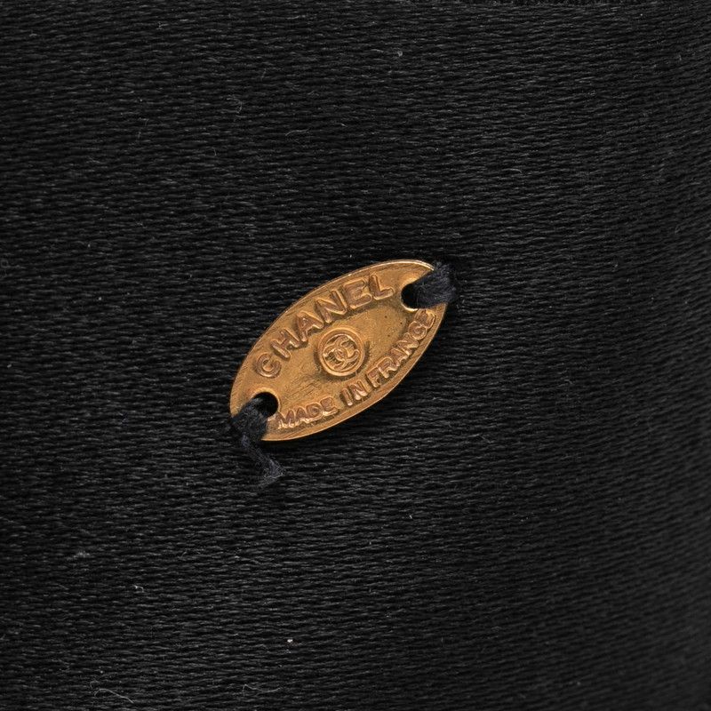 Chanel Camellia Ribbon Brooch Black White Metal Textile