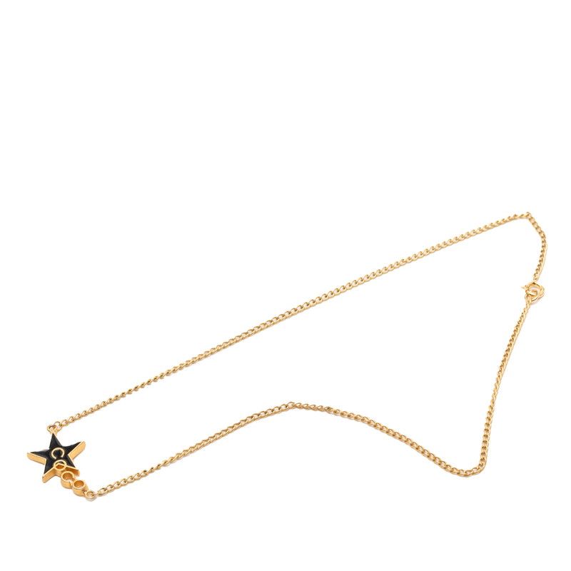 Chanel Star Necklace Gold Black Plated Enamel